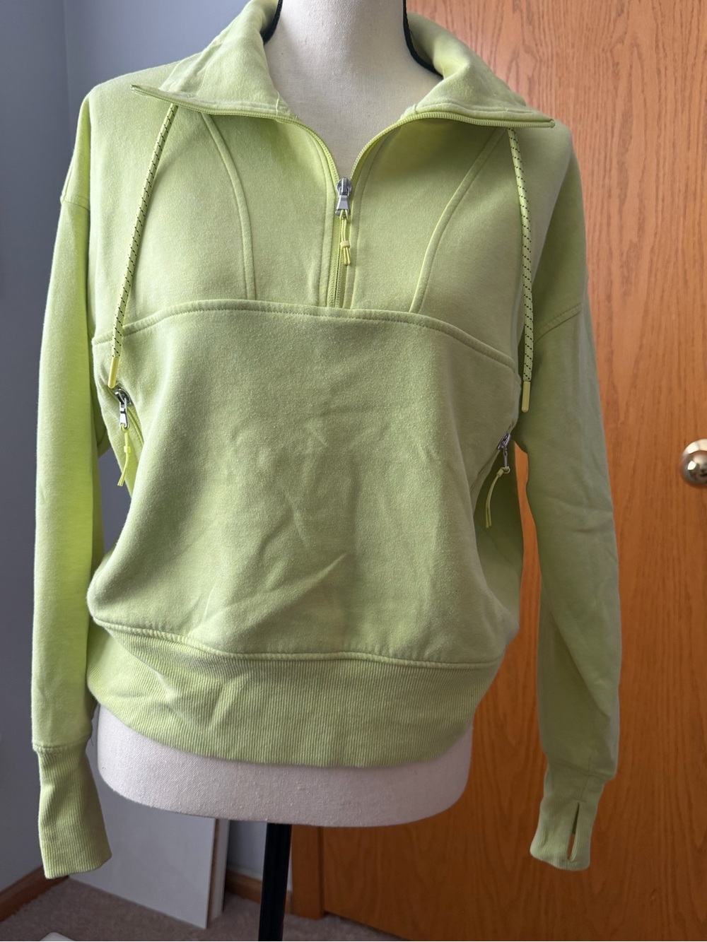 Old Navy Lime Green Half-Zip Hoodie Sweatshirt